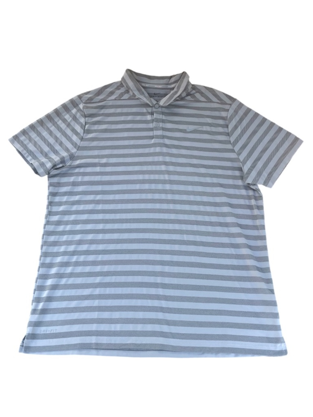 Nike Golf Men’s XL Dri-FIT Polo Shirt Gray Stripe Country Club Performance